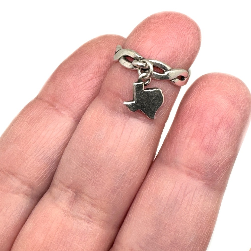 Vintage James Avery Sterling Silver Texas Charm Ring Braided Band Size 4 1/2 - Picture 7 of 8